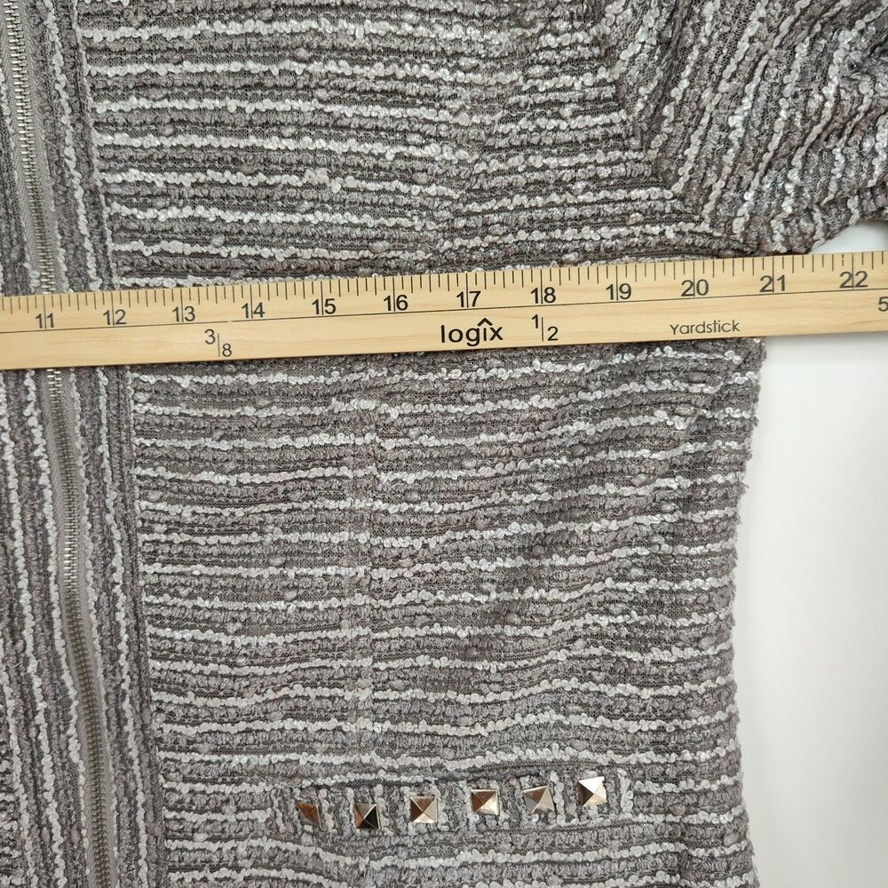 Patchington Full-Zip Women's Jacket, size Large, gray/silver stripes, mock neck - Picture 5 of 10
